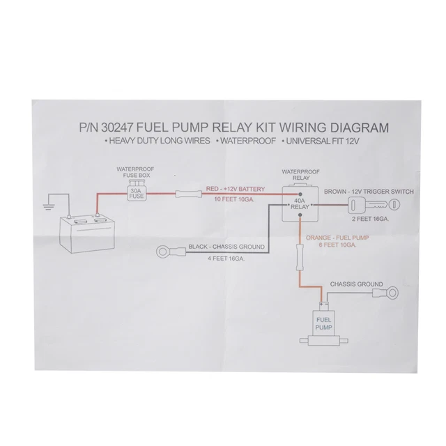 ELECTRIC FUEL PUMP Relay Kit Fuel Pump Wiring Harness Bypass 40 AMP