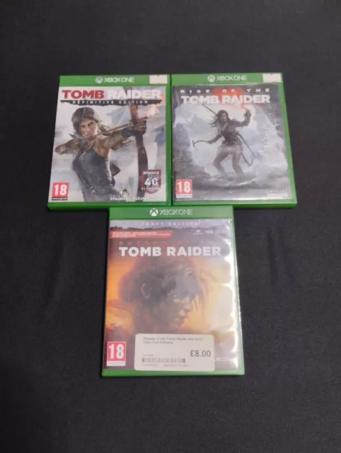 3 Xbox One Games-Shadow Of The Tomb Raider + Rise Of The Tomb Raider +Definitive