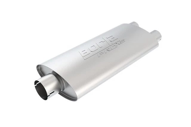 Borla Universal Center/Dual Oval 3" In / 2.5" Out 19"x4"x9.5" Notched Muffler