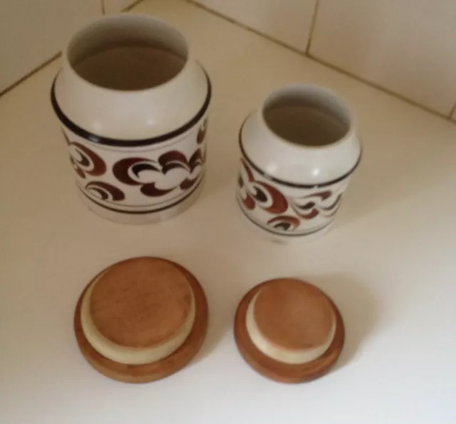 Vintage Woods Ware England 1960"s 2 Ceramic Canisters Mid Century Modern Retro 3