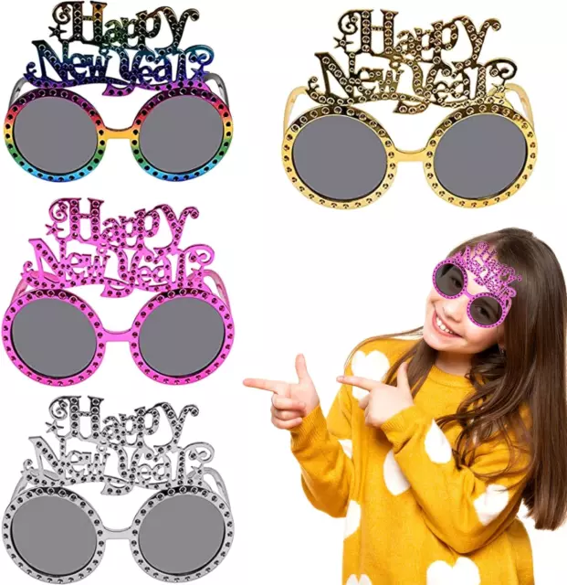 4 Stücke Silvester Brille 2023 Brille,Frohes Neues Jahr Brillen,Neujahr Party Br