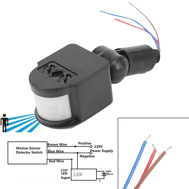 ABS ESTERNO 110-220V infrarosso sensore di Movimento PIR Rilevatore Muro