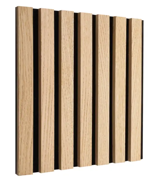 Real Oak Veneer Slat Wall on Black Felt Panel- Set of 2 Panels - 30x30x2.5 each
