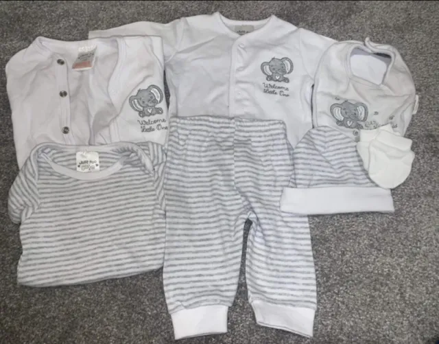 0-3 Months Unisex  Baby Clothes Sleepsuit Vest Bundle Grey White