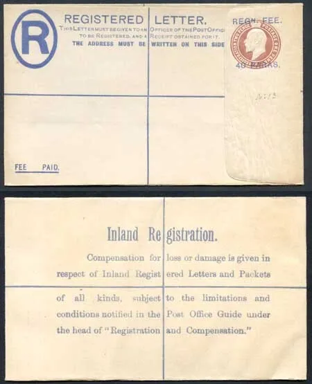 British Levant KEVII 40 Paras O/P on 3d Brown Registered Letter Mint