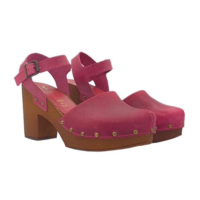 Mule Suédois De Cuir Femme Amaranta Made IN Italy - MY127 AMARANTA