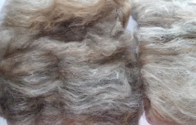 Brown Wolf Dog Animal Blend Carded Wool Batt. Undyed Natural UK Wool Alpaca Felt