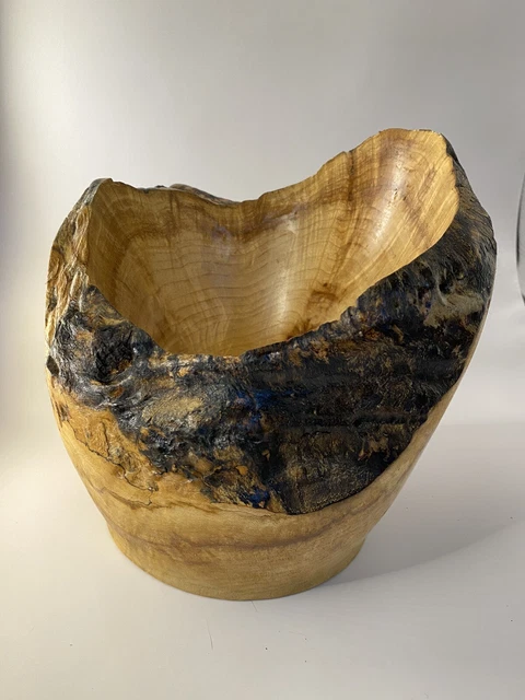 Hand Carved Olive Wood Bowl Fruit Bowl Centerpiece Vintage One Of A Kind  ART
