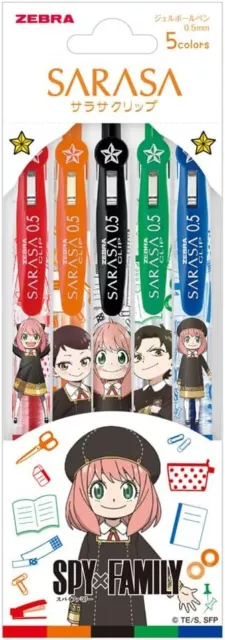 SarasaClip SPY x FAMILY 5-color set Zebra Gel Ballpoint Pen 0.5mm Japanese Anime