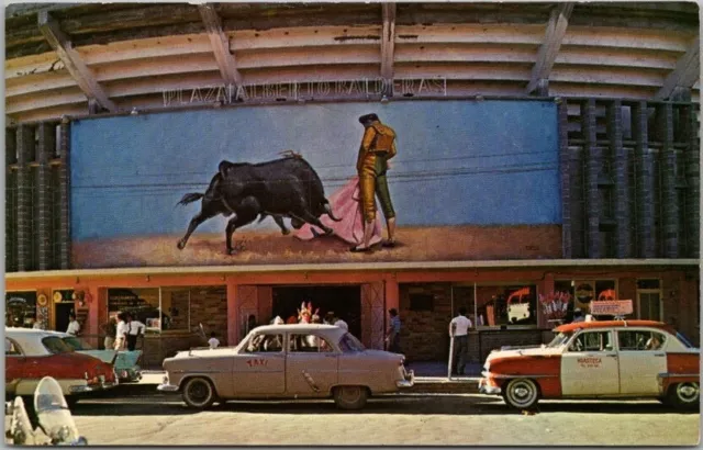 Ciudad Juarez, Mexico Postcard "Alberto Balderas Bull Ring" Street View / 1962