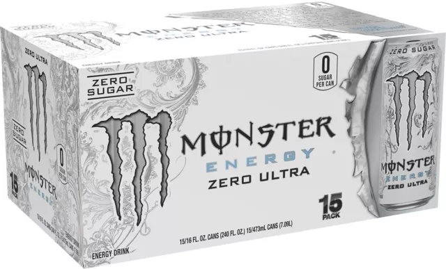 Monster Energy Zero Ultra, Sugar Free Energy Drink, 16 Ounce (Pack of 15) 2