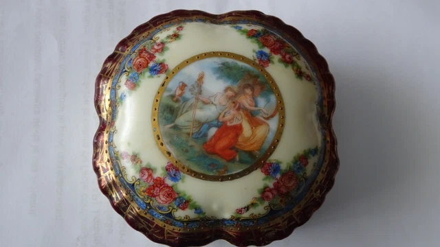 Boîte à Bijoux Ancienne En Porcelaine De Saxe Signée - Allemagne, Occasion Vintage