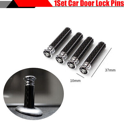 1 Set Carbon Fibre + Metal Door Lock Knob Pins Cover For Auto/Car/Truck/SUV/RV