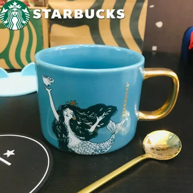 2023 Starbucks Christmas Mugs Mermaid Coffee Cup W/Coaster Spoon Water cup Gift