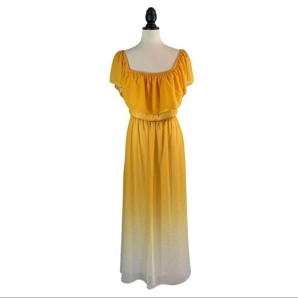 Lane Bryant Maxi Dress Yellow Dip Dye Multi-way Off Shoulder, New w/ Tags, 18/20