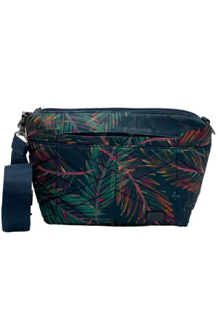 Lug RFID Quilted Crossbody with Printed Strap Flare Tropical/Navy