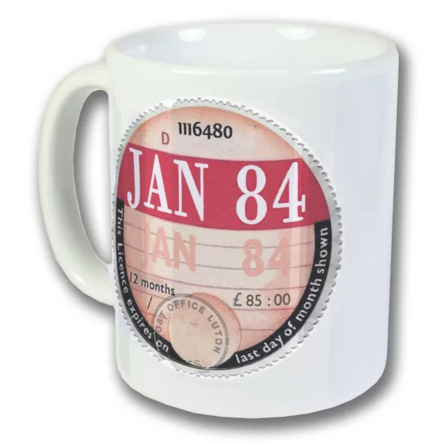 Birthday Mug Retro Tax Disc 1984 select month on Listing January - December