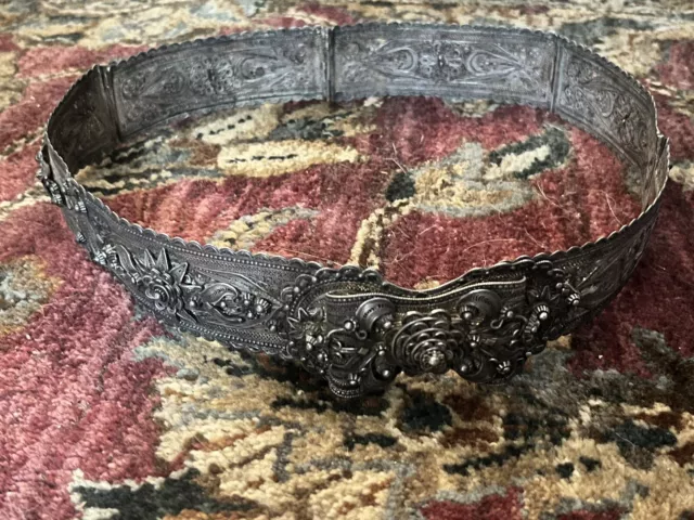 Rare Vintage Turkish Ottoman silver Filigree belt 30”/ Middle East /Wow!