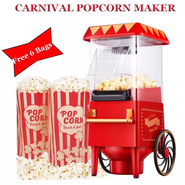 Carnival Hot Air Popcorn Maker Electric Popper Machine Fat Free Snack W 6 Bags