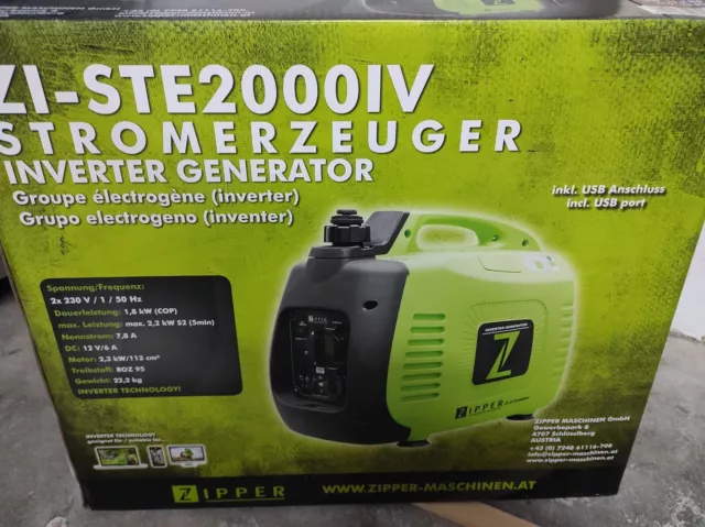 Stromerzeuger Zipper Inverter ZI-STE2000IV Mit Viel Zubehör