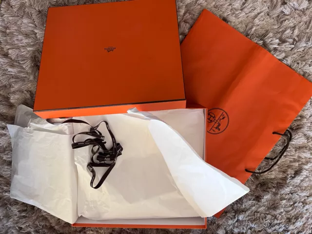 Hermes Bag Orange Small 5.5 x 8.75 Gift Packaging with Ribbon EMPTY