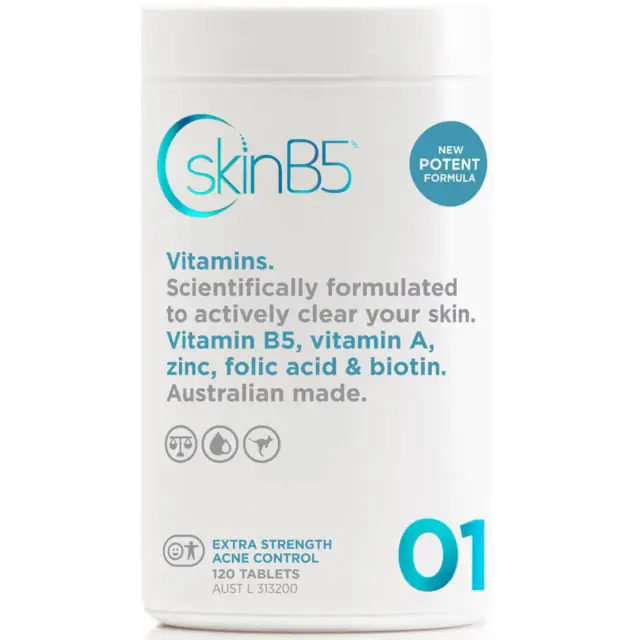 SkinB5 Extra Strength Acne Control 120 Tablets Clear pimples black- & whiteheads