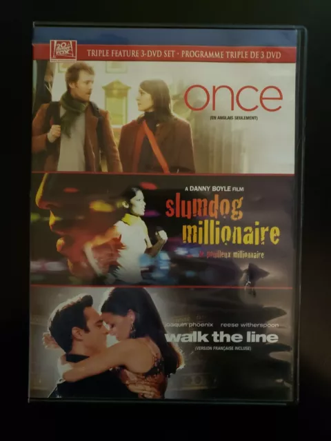 Juego de 3 discos de DVD Once/Slumdog Millionaire/Walk the Line con triple función