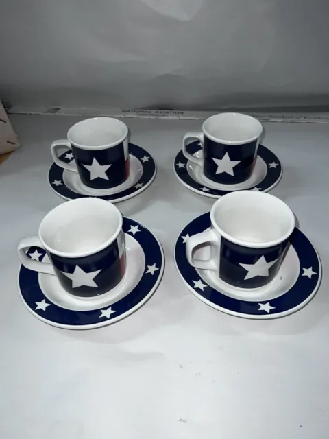 NEW 4 Totally Today Texas Flag Lone Star Cups/Mugs & Saucers Sets