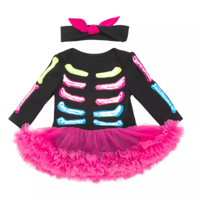 Festival Skeleton Dress Cotton Baby Girl Witch Costume Black Dresses for Kids