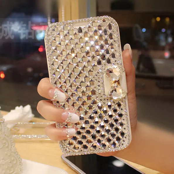 Luxury Bling Bowknot Crystal Diamond Wallet Flip Case Cover For Various Phone