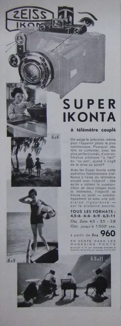 Publicité Presse 1935 Zeiss Ikon Super Ikonta A Télémètre Couplé - Advertising