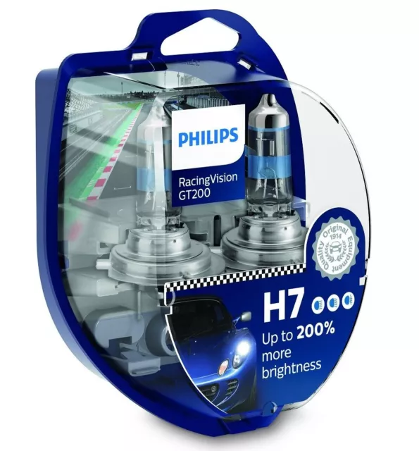 PHILIPS H7 RacingVision GT200 Duo Box Halogen Scheinwerfer Lampe 12V 55W +200%