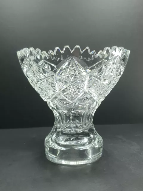 Beautiful American Brilliant Period ABP Cut Glass Heavy Footed Pedestal Bowl