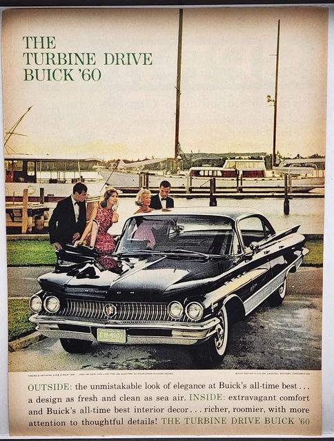 1960 Buick Electra 225 Four Door Riviera Sedan Turbine Drive Vtg Color Print Ad