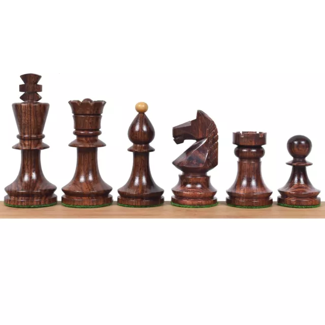 3.8" Romanian Hungarian Tournament Chess Pieces only set - Weighted Rosewood