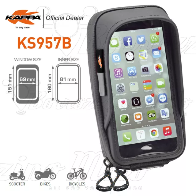 Kappa Ks957B Supporto Porta Smartphone Fino 5,5" Universale Moto/Scooter/Bici