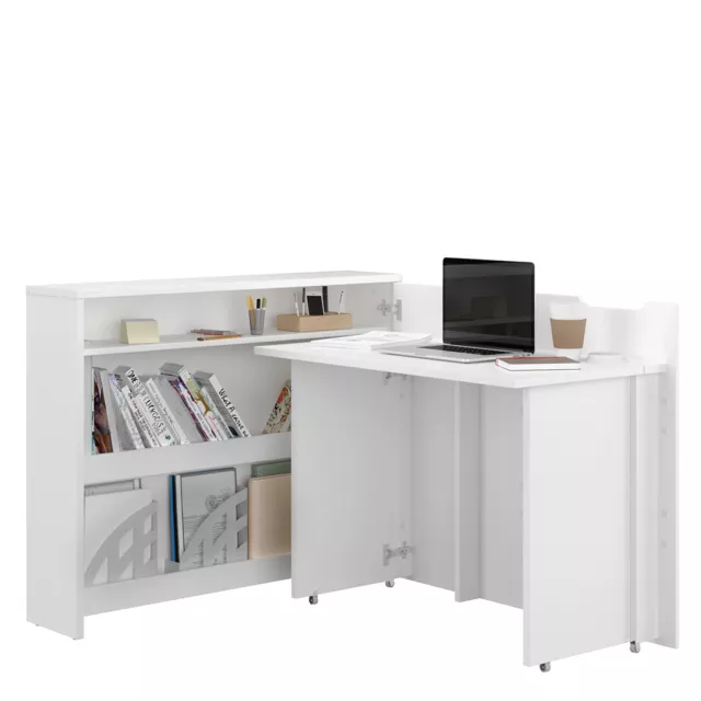 Lenart scrivania richiudibile Off. Consus cm115x27-136x93H destra Bianco lucido