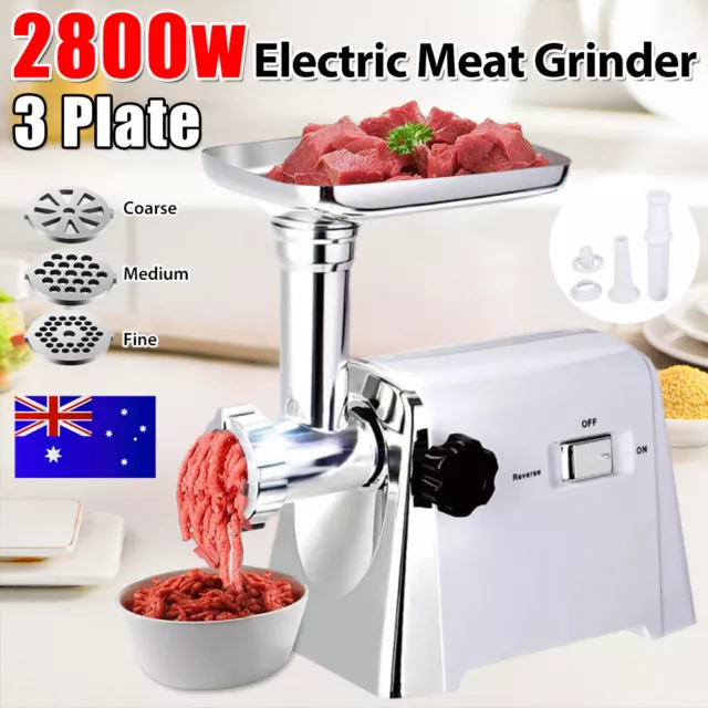 2800W Electric Meat Grinder Mincer Sausage Stuffer Filler Kibbe Maker Machine