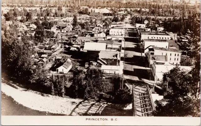 Princeton BC British Columbia Birdseye Home Gas Sign Unused RPPC Postcard H53