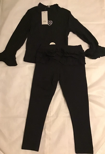 Abito mini ragazze River Island età 3-4 anni leggings bum frilly nuovi con etichette