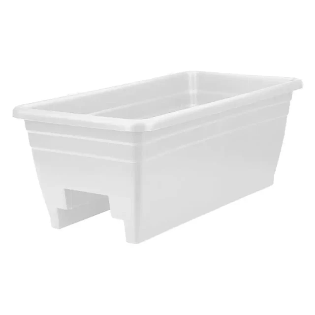 Railing Planter Deck Porch Patio Fence Rail 24 In. Flower Pot Plastic White NEW