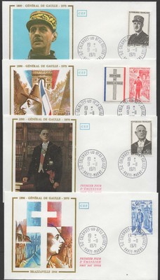 Lot 4 enveloppes 1er Jour Général de Gaulle Colombey 1971