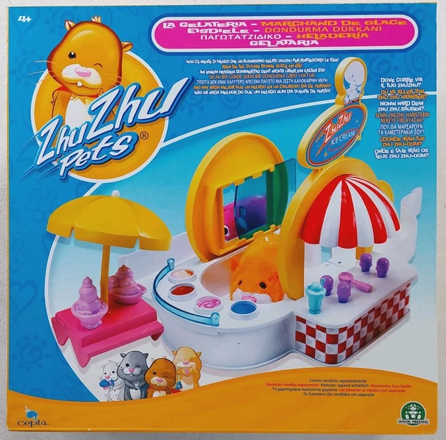 Gracieuse Statue Miniature D'un Marchand De Glaces Avec Un Chariot De Glaces Argent 835