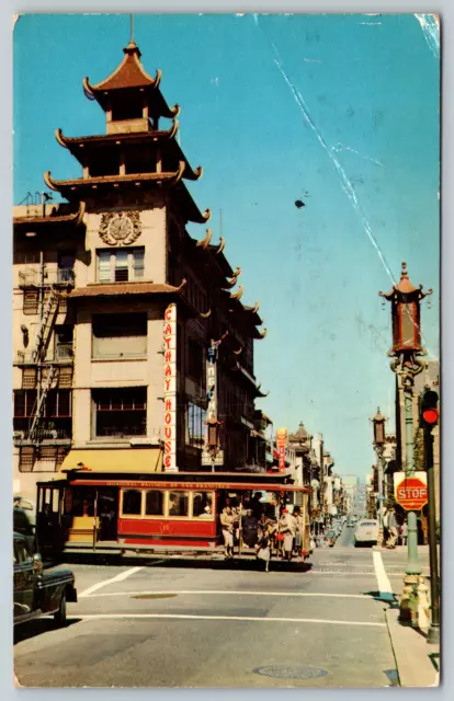 c1950s Chinatown San Francisco California Cable Car Vintage Postcard