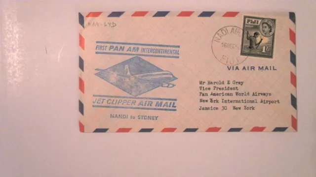 Fiji 1959 First Flight Cover To Sydney