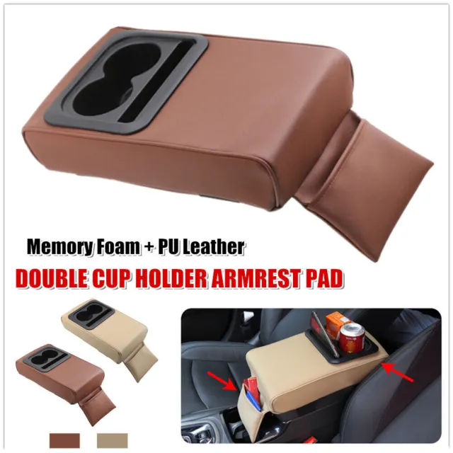 Car SUV Armrest Pad Cup Holder Center Console Storage Box Pu Leather Cushion Mat