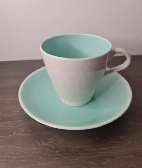 Mid 20th Century Poole Twintone C57 Ice Green & Seagull Tea Cup and Saucer