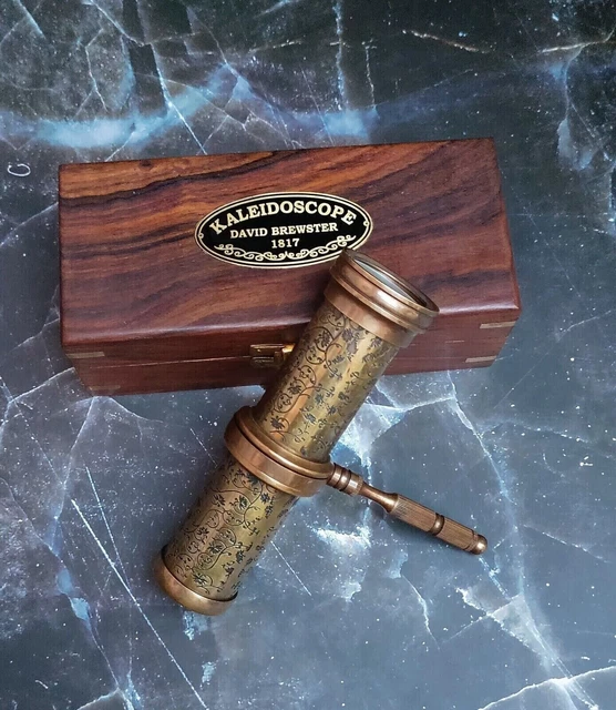 Vintage Brass Nautical Kaleidoscopes W/ Box Kids Puzzle Gift, Engraved Gift