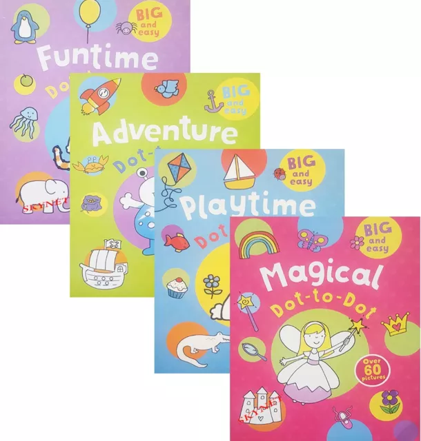 CHILDRENS  DOT TO DOT Activity Colouring Book Books FOR GIRLS - MAGICAL FUNTIME
