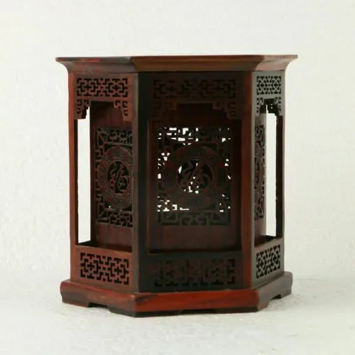 Exquisite CHINESE Rosewood Pen holder Handwork Carved Polygon Hollow Brush Pot